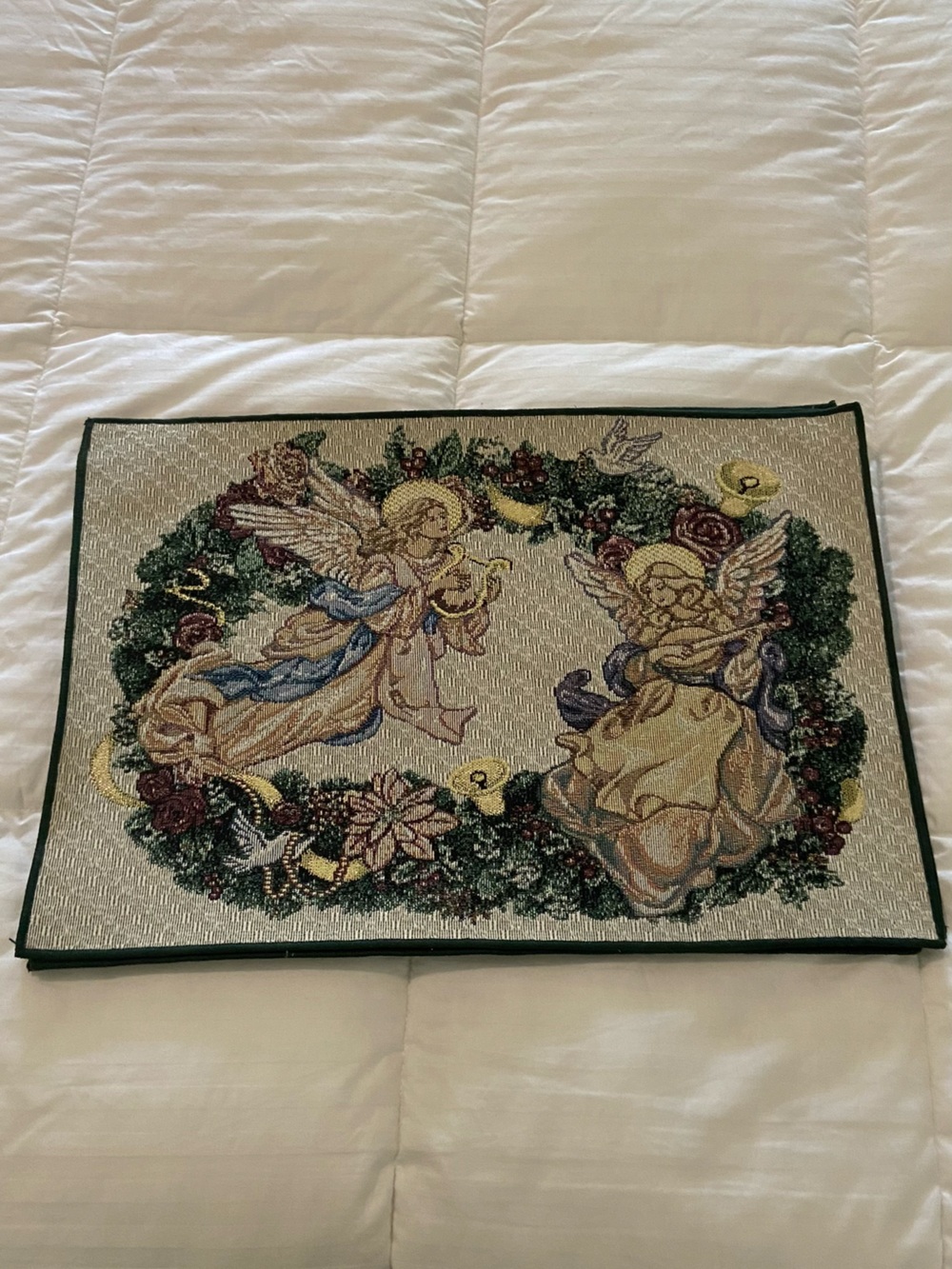 Set of 5 NEW Lena Liu Angel Wreath Christmas Tapestry Placemats Made USA